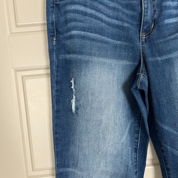 Democracy Jeans Ab Technology Flare Tummy Control Medium Wash Raw Hem Sz 10 - Picture 5 of 9